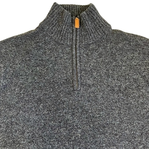 J. Crew 1/4 Zip Mock Neck Wool Knit Sweater Marled Navy Blue Casual Sz L Tall - Picture 5 of 15